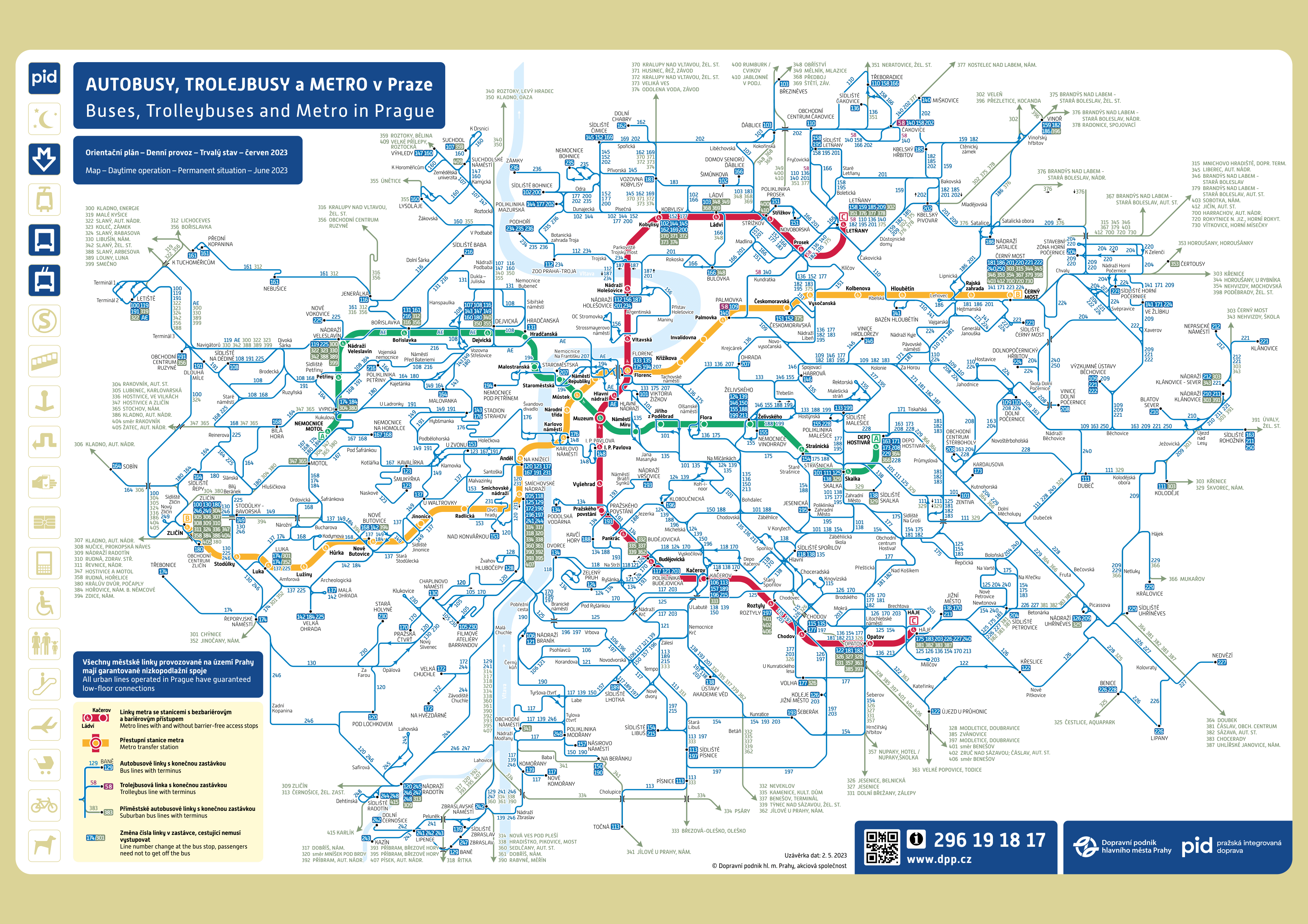 MHD Praha, mapa, metro, autobusy, trolejbusy