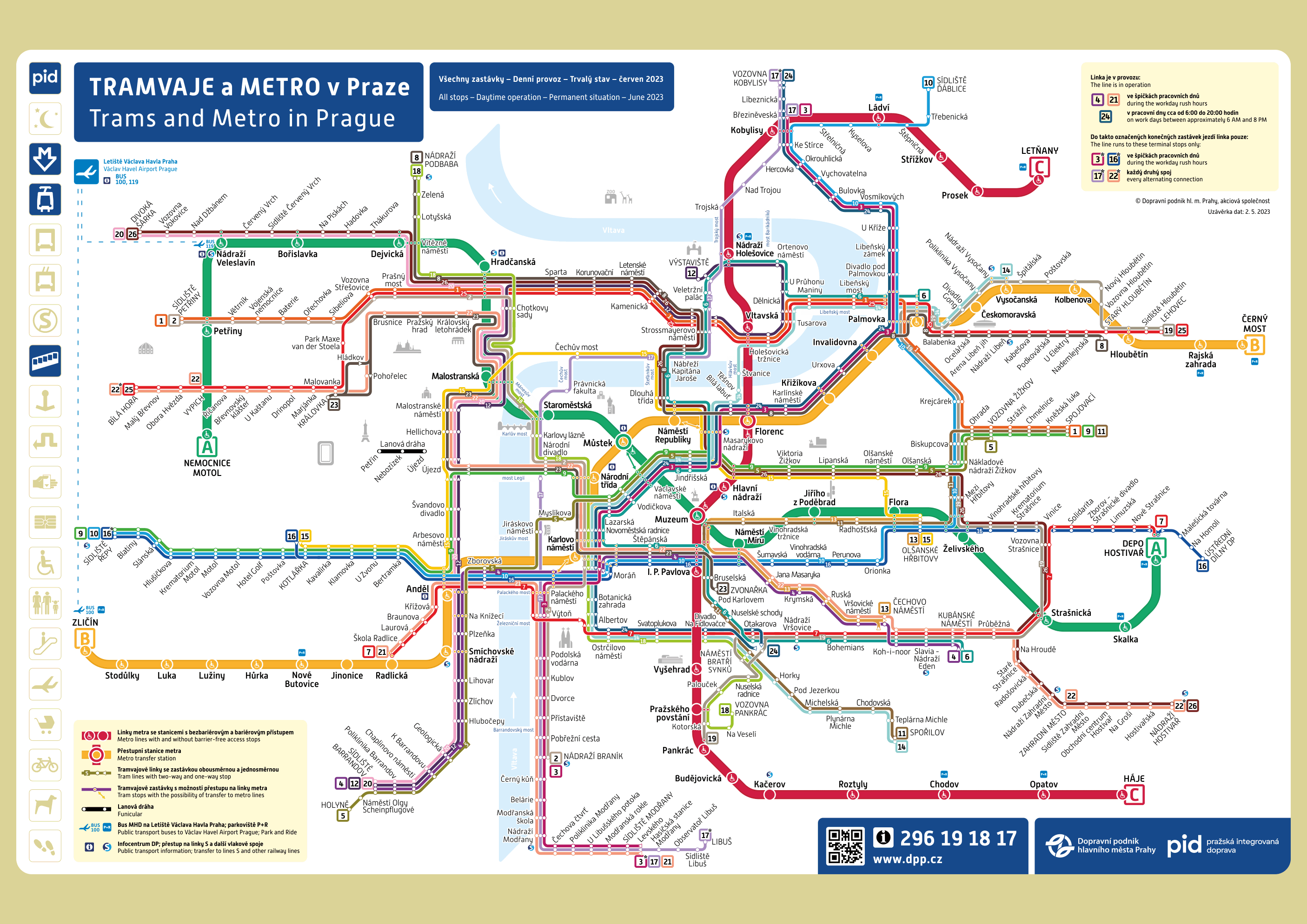MHD Praha, mapa, metro, tramvaje