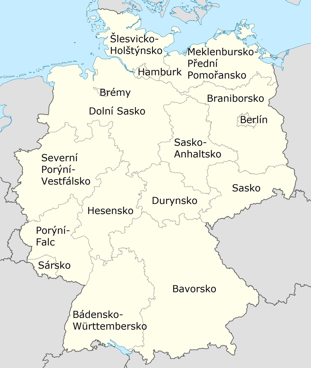 německé spolkové země, mapa