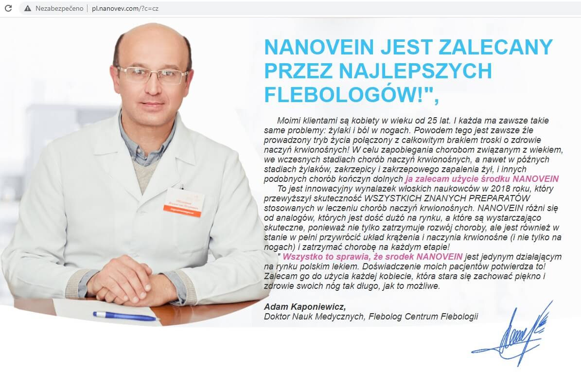 Polská reklama na Nanovein