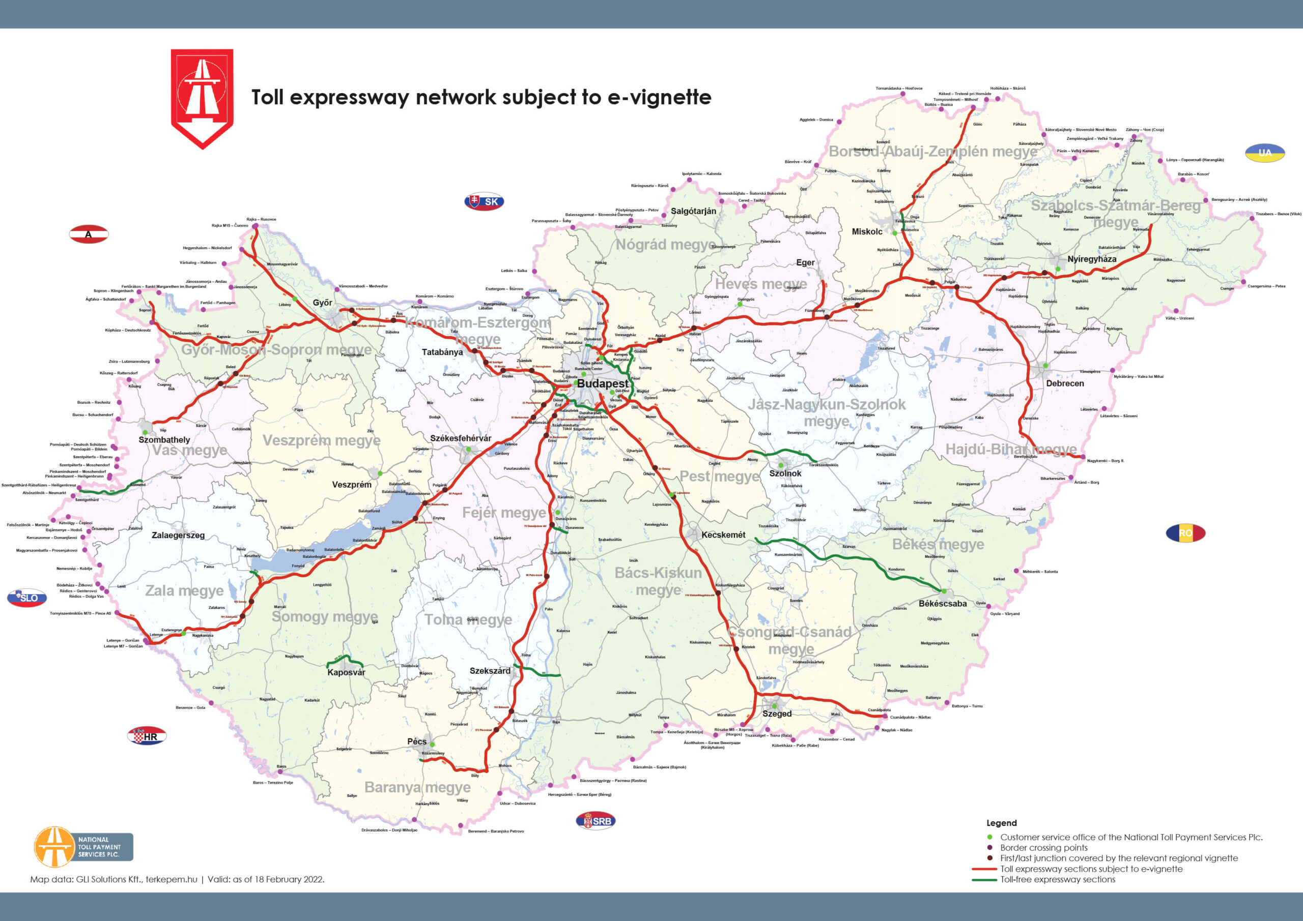 maďarské dálnice, zpoplatněné a nezpoplatněné úseky, dálniční známka, mýtné