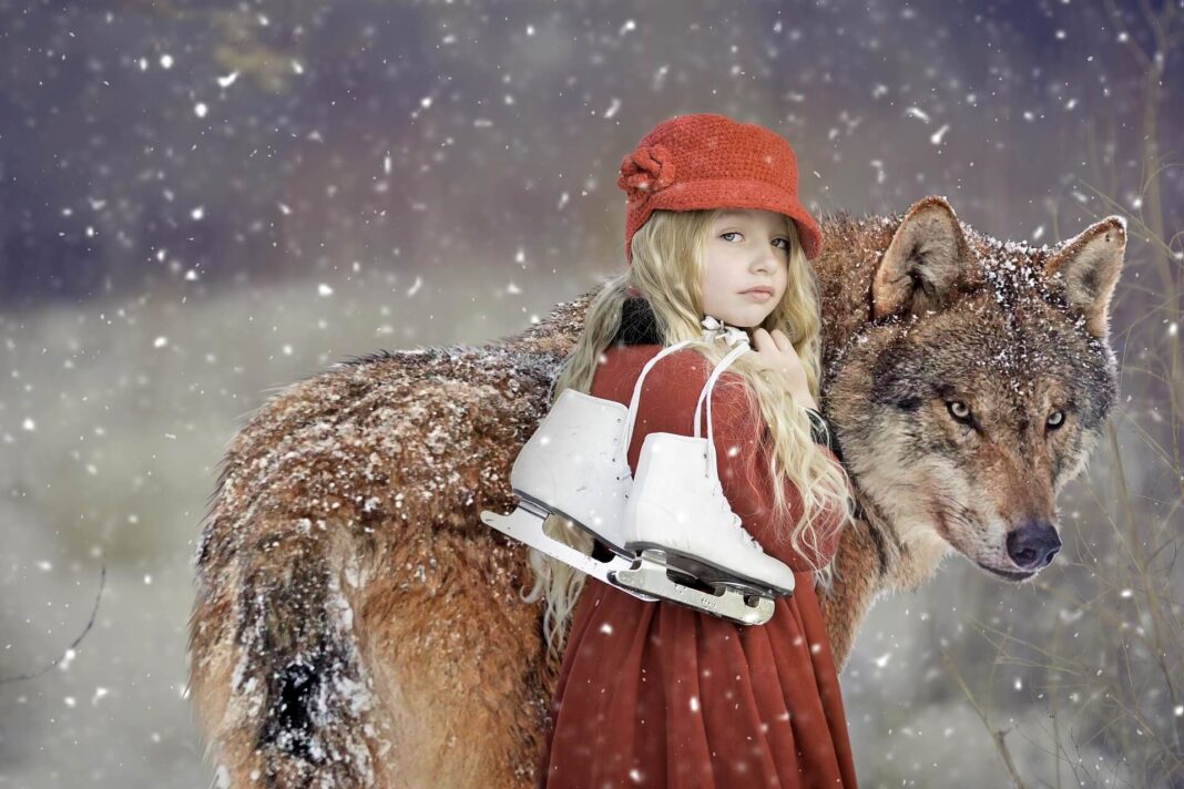 dívka, brusle, vlk, nejhezčí vánoční filmy